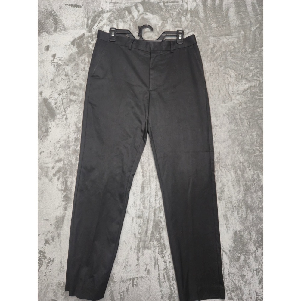 Primark Mens Slim Fit Trousers Black Dress Pants 32/30S Flat Front Formal Chinos